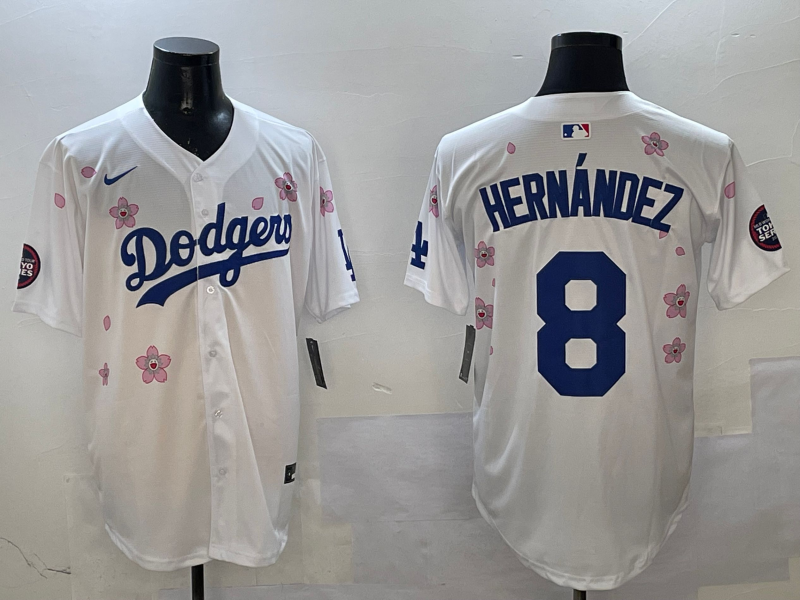 Men's Los Angeles Dodgers Enrique Hernandez #8 White Alternate Jersey